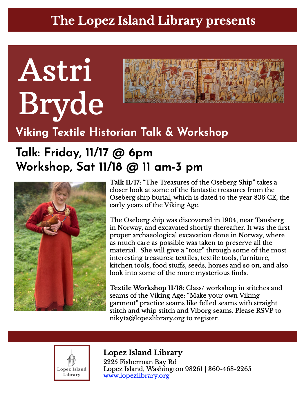 Viking Textile Historian Talk, Nov 17; Garment Making Workshop, Nov 18 ...